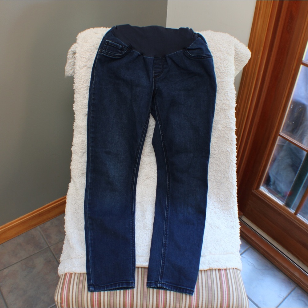 Maternity Sz Petite Med Indigo Blue Jean w/ Panel